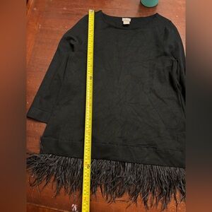 Chicos size 0 black with fringe hemline cozy rayon 3/4 new